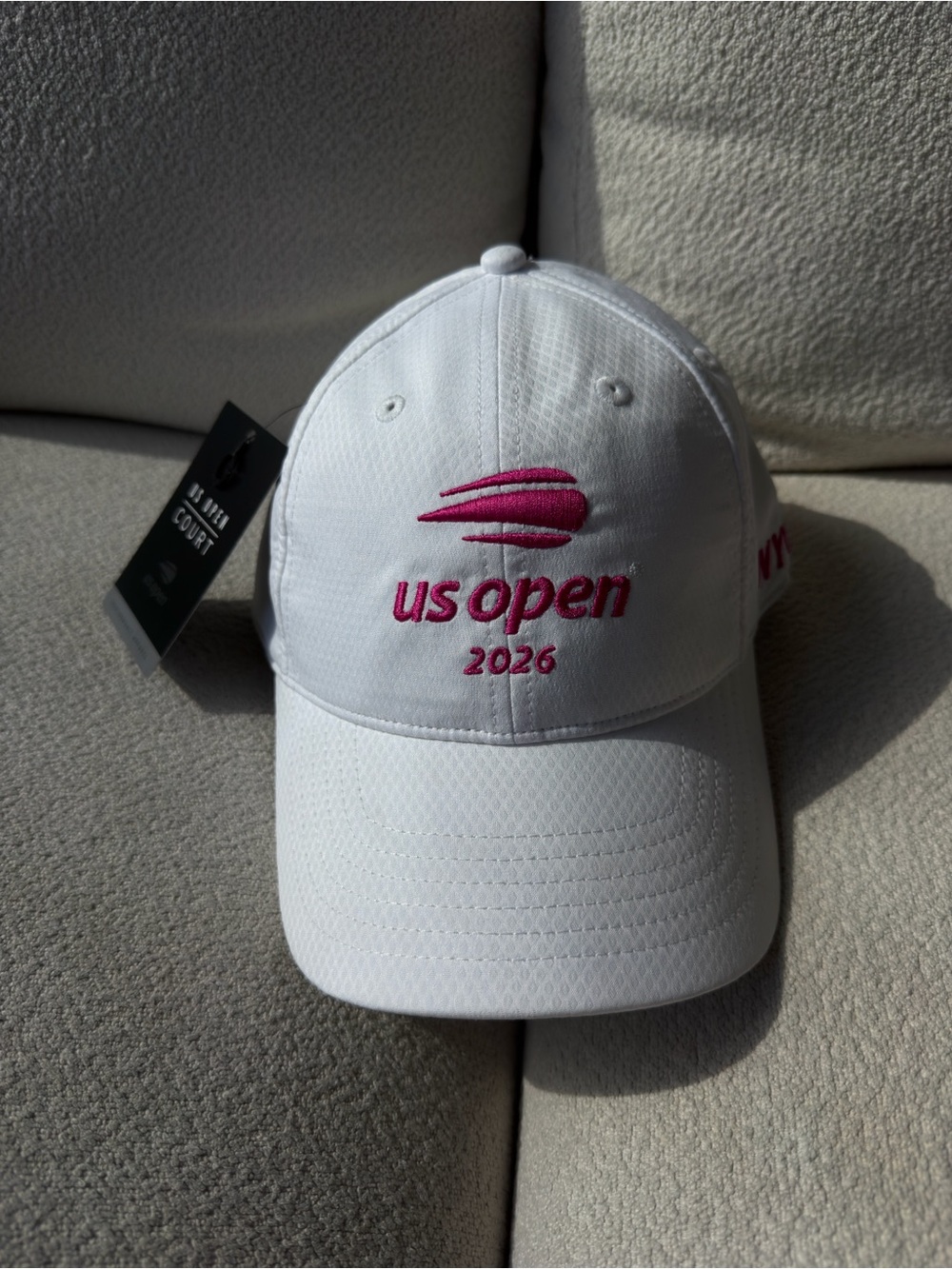 US Open 2026 White Baseball Cap with Pink Embroidery
